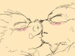  2010 anthro blush boar canine clothed clothing digital_drawing_(artwork) digital_media_(artwork) duo eyes_closed fur kemono kissing kotobuki male male/male mammal open_mouth porcine simple_background sketch slightly_chubby tusks wolf 