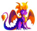  2018 claws digital_media_(artwork) dragon feral horn male membranous_wings plaguedogs123 purple_eyes scalie sitting smile solo spines spyro spyro_the_dragon video_games western_dragon wings 