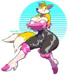  anthro big_breasts breasts bulge canine clothed clothing crackiepipe dickgirl footwear fox high_heels intersex mammal miles_prower nipple_bulge shoes smile solo sonic_(series) thick_thighs tight_clothing wide_hips 