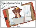  bath bishop_locke brown_fur bubble cellphone colrblnd_(artist) comic cute duzt_(artist) fur male mammal measureup mustelid otter phone speech_bubble text 