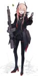  :d ^_^ ankle_boots assault_rifle astg bangs black_footwear black_jacket black_legwear boots christmas_tree closed_eyes commentary_request eyeball facing_viewer fang full_body girls_frontline gun hair_between_eyes hair_ornament high_heel_boots high_heels highres holding holding_gun holding_weapon jacket light_brown_hair long_hair m4_carbine m4_sopmod_ii m4_sopmod_ii_(girls_frontline) multicolored_hair open_mouth pantyhose red_hair rifle shoes smile standing streaked_hair v weapon white_background 