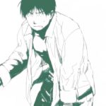  black_hair fullmetal_alchemist lowres male_focus mattsu monochrome open_clothes open_shirt roy_mustang shirt shocked_eyes short_hair simple_background standing surprised sweatdrop upper_body white_background 