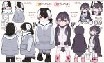  adapted_costume alternate_hairstyle black_hair blush boots character_sheet check_translation closed_eyes color_guide commentary_request drawstring emperor_penguin emperor_penguin_(kemono_friends) eyebrows_visible_through_hair from_behind from_side hair_over_one_eye hand_on_another's_head headphones hood hood_down hoodie japari_symbol kemono_friends long_sleeves multiple_girls multiple_views oversized_clothes pantyhose partially_translated penguin_tail pink_hair purple_eyes royal_penguin_(kemono_friends) seto_(harunadragon) short_hair sitting sleeping tail thighhighs translation_request turtleneck twintails wariza wavy_mouth white_hair younger zettai_ryouiki 