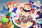  2015 anthro bard_(lol) beverage english_text fangs female food gnar_(lol) group hat league_of_legends lower male marshmallow riot_games rumble teemo_(lol) text tristana_(lol) video_games 