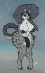  anthro big_breasts big_penis breasts colored_sketch dickgirl feline huge_breasts humanoid_penis intersex leopard mammal nipples nude penis raining sarki slightly_chubby snow_leopard solo standing umbrella voluptuous 