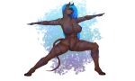  abs anthro big_breasts breasts canine female hi_res jackal keeltheequine makeup mammal markings nude pussy smile solo standing thick_thighs yoga 