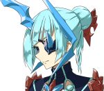  armor blue_eyes blue_hair eyepatch hair_bun horn ice long_hair nke_toumi pauldrons seori_(xenoblade) short_hair solo transparent_background xenoblade_(series) xenoblade_2 