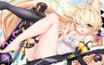  animal_ears arm_strap ass assault_rifle bangs bare_legs bare_shoulders barefoot black_bow black_legwear blonde_hair blush bow braid breasts character_name checkered checkered_bow chinese_commentary collarbone commentary_request covered_navel eyebrows_visible_through_hair feet feet_out_of_frame fox_ears fox_shadow_puppet from_side g41_(girls_frontline) girls_frontline gun h&amp;k_g41 hair_between_eyes hair_bobbles hair_bow hair_ornament hair_ribbon happy high_ponytail highres legs long_hair long_legs long_ponytail looking_at_viewer low-tied_long_hair lying machinery name_tag neon_trim on_back one-piece_swimsuit one_eye_closed open_mouth partial_commentary ponytail purple_ribbon red_eyes ribbon rifle school_swimsuit sha_dan_miao side_braid single_braid single_thighhigh small_breasts solo split_ponytail swimsuit thigh_strap thighhighs thighs very_long_hair weapon white_bow white_school_swimsuit white_swimsuit 