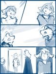  2018 anthro basitin canine clothed clothing comic fangs female fur hair keidran keith_keiser male mammal monochrome natani nervous open_mouth simple_background sketch sweat tom_fischbach twokinds webcomic wolf yelling zen_(twokinds) 