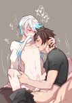  2boys anal blue_hair blush brown_hair clothed_sex clothes erection legs_apart legs_held_open male male_focus mikleo_(tales) multiple_boys nipple_play penis sex size_difference sorey_(tales) tagme tales_of_(series) tales_of_zestiria uncensored yaoi 