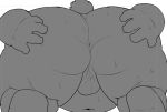  12beat13 anus balls bear big_butt butt male mammal monochrome nude presenting presenting_hindquarters rear_view simple_background solo spreading white_background 