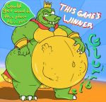  2018 alligator anthro crocodilian crown dialogue donkey_kong_(series) english_text keohusky king_k_rool male male_pred nintendo post_vore reptile royalty scalie speech_bubble standing text video_games vore 
