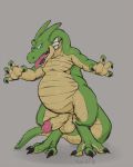  2018 3_toes 4_fingers balls belly belly_scales big_belly blue_eyes claws digital_drawing_(artwork) digital_media_(artwork) digitigrade dragon dragon_quest erection feral frill front_view full-length_portrait green_dragon(dragon_quest) green_scales horn humanoid_penis koorivlf looking_at_viewer male nude open_mouth overweight overweight_male penis portrait precum scales scalie simple_background solo standing teeth thick_tail thick_thighs toe_claw toes tongue tongue_out uncut vein veiny_penis video_games western_dragon 