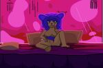  anthro bed breasts featureless_breasts female grin jaylen_the_paintstic looking_at_viewer mammal ms_paint nintendo nude on_bed pillow pink_theme pok&eacute;mon pok&eacute;mon_(species) presenting presenting_pussy primate pussy simipour smile solo video_games 