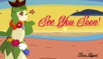  beach english_text female flora_fauna humanoid jaylen_the_paintstic lilligant looking_at_viewer ms_paint nintendo not_furry one_eye_closed outside plant pok&eacute;mon pok&eacute;mon_(species) seaside solo sunset text video_games wink 