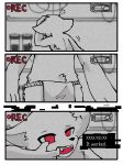 2018 anthro camera_view canine changed_(video_game) clothing comic dr.k_(changed) english_text fchicken fundoshi goo_creature japanese_clothing male mammal melting monster open_mouth post_transformation recording red_eyes solo text underwear 