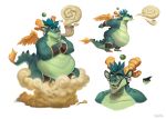  anthro dragon ear_piercing eastern_dragon gamutfeathers genie horn male piercing pipe scalie smile smoke smoking solo wings 