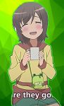  ^_^ cup futsuu_no_joshikousei_ga_locodol_yattemita green_background handbag looking_at_another looking_at_viewer usami_nanako 