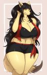  anthro big_breasts breasts canine female fur hair harnny huge_breasts looking_at_viewer mammal navel slightly_chubby smile solo standing thick_thighs voluptuous wide_hips 