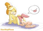  animal_crossing anthro black_nose blush butt canine cunnilingus dog duo female female/female fur isabelle_(animal_crossing) mammal nintendo nude open_mouth oral pictographics pussy sex starshippizza tongue tongue_out vaginal video_games villager_(animal_crossing) 