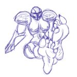  2018 5_toes barefoot claws covered_nipples dark_samus feet female humanoid humanoid_feet metroid nintendo not_furry plantigrade sketch soles solo toe_claws toes video_games zp92 