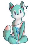  2018 ? anthro blue_eyes blue_fur canine chibi clothing crossed_legs cute egg fox fur fur_markings je-musu looking_at_viewer male mammal markings roflfox shirt sitting solo white_fur yoshi_egg 