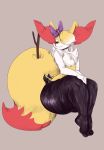  anthro braixen coldfrontvelvet girly hair hair_over_eye huge_thighs makeup male mascara nintendo pok&eacute;mon pok&eacute;mon_(species) smile solo thick_thighs video_games wide_hips 