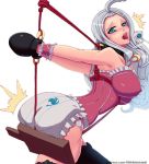  1girl artist_request ass bdsm blush bondage bound breasts cleavage diaper fairy_tail from_behind grey_hair mirajane_strauss restrained solo tagme wedgie 