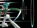 2008 3_fingers 4:3 ambiguous_gender black_background gallade green_body humanoid nintendo not_furry open_mouth open_smile pok&eacute;mon pok&eacute;mon_(species) red_eyes shockwave simple_background smile solo u-da video_games white_body 