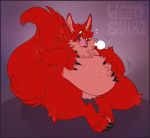  anthro belly big_belly big_hands big_tail blush cappuccino claws dragon drooling fluffy fur furred_dragon hyper hyper_belly macro male one_eye_closed open_mouth overweight palace_(character) panting red_fur saliva solo thick_thighs tongue tongue_out 