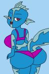  activision anthro big_butt bikini breasts butt clothing eel female fin fish humanoid invalid_tag looking_at_viewer looking_back marine portalmasterdan64 punk_shock seductive side_boob simple_background skylanders skylanders_swap_force swimsuit thick_thighs two_piece 