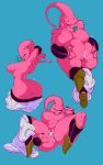  anus big_breasts big_butt breasts butt cum cum_in_ass cum_in_pussy cum_inside female flexible looking_at_viewer looking_back majin majin_buu not_furry pussy red_eyes rube thick_thighs tongue 