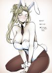  animal_ears bare_shoulders blush breasts bunny_ears bunny_girl bunny_tail bunnysuit cleavage cloud_kingdom constricted_pupils detached_collar english front-seamed_legwear hair_rings half_updo huge_breasts long_hair meme necktie original pantyhose pas_(paxiti) seamed_legwear short_necktie solo tail wrist_cuffs 