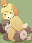  2014 animal_crossing anthro black_nose blonde_hair blush brown_fur brown_hair canine digby_(animal_crossing) dog duo erection female fur hair hair_ornament incest isabelle_(animal_crossing) male male/female mammal nintendo nude penis short_hair sibling video_games white_fur yellow_fur yonezmi 