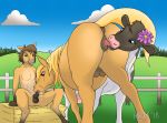  2018 animal_genitalia anthro anthro_on_feral anus balls bestiality bisexual bovine cattle cum cunnilingus equine fellatio female female/female feral feral_on_feral flower_(horsen) group group_sex horse horsen interspecies licking male male/female male_on_feral male_penetrating mammal oral oral_penetration outside penetration penis pussy same-species_bestiality sex signature sucking teats threesome tongue tongue_out vaginal 