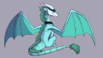  2018 digital_media_(artwork) dragon feral green_hair hair icelectricspyro membranous_wings scalie simple_background sitting smile solo western_dragon wings 