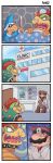  3boys 4koma ayyk92 bed bed_sheet bowser brown_footwear brown_hair chair chart clipboard collar comic doctor dr._mario english_text facial_hair glove_pull gloves goomba head_mirror highres hospital labcoat magikoopa mario mario_(series) mask multiple_boys mustache nintendo princess_peach red_hair runny_nose sharp_teeth short_hair sick sitting spiked_armlet spiked_collar spikes stethoscope super_mario_bros. sweat table teeth thermometer virus_(dr._mario) white_gloves 