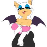  2018 animated anthro areola bat bat_wings big_breasts black_nose bouncing_breasts breasts clothing exposed_breasts eyeshadow female half-closed_eyes looking_at_viewer makeup mammal membranous_wings nipples open_mouth rouge_the_bat seductive simple_background solo sonic_(series) tolsticot tongue tongue_out white_background wings 