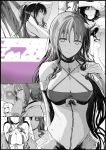  bare_shoulders bikini breasts cleavage collarbone fan fate/grand_order fate_(series) greyscale japanese_clothes kimono long_hair looking_at_viewer monochrome nun sesshouin_kiara smile solo sweat swimsuit syatey very_long_hair zipper 