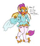  ... 2018 clothing dragon dress female garter_straps my_little_pony smolder_(mlp) solo torn_clothing wings wootmaster 