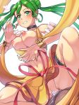  bar_censor boris_(noborhys) bracelet breasts censored clothed_sex commentary_request cowgirl_position cum cum_in_pussy dancer earrings fire_emblem fire_emblem:_seisen_no_keifu green_eyes green_hair highres jewelry long_hair midriff overflow penis ribbon sex skirt straddling sylvia_(fire_emblem) twintails 