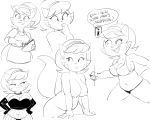  2018 anthro breasts cat cleavage clothed clothing collage cooking dbaru dialogue dominatrix english_text fangs feline female mammal mature_female midriff monochrome mrs._katswell navel nickelodeon nipples nude open_mouth panties sketch slightly_chubby smile t.u.f.f._puppy text underwear 