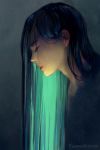  closed_eyes closed_mouth commentary english_commentary from_side green_hair highres lips long_hair original profile solo speedpaint upper_body watermark web_address wenqing_yan 