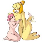  animal_crossing anthro big_breasts blonde_hair blue_eyes blush blush_sticker breast_grab breast_suck breasts canine dog duo eyes_closed feet female female/female fur hair hand_on_breast hand_on_thigh head_grab hindpaw human human_on_anthro interspecies isabelle_(animal_crossing) kneeling larger_female looking_pleasured mammal nintendo nipple_suck nipples nude one_eye_closed open_mouth pawpads paws pigtails pink_hair pink_skin pussy rainbowsprinklesart shih_tzu simple_background size_difference smaller_female sucking tailwag video_games villager_(animal_crossing) white_background yellow_fur 