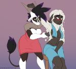  2017 antelope anthro big_breasts black_body black_hair black_skin blush breasts brown_eyes brown_tail caprine chair covering covering_self curly_hair dipstick_tail drawpanther female floppy_ears fur gabby_(kadath) gemsbok green_eyes hair long_tail mammal multicolored_body multicolored_fur multicolored_hair multicolored_tail naked_towel olivia_(kadath) oryx purple_hair shaving sheep sitting standing stool tail_tuft towel towel_around_neck tuft two_tone_hair white_hair 