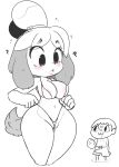  2018 :3 animal_crossing anthro areola big_breasts bikini black_nose blush breasts butt camel_toe canine clothed clothing confusion digital_media_(artwork) dog duo erection eyebrows eyelashes female fur hair hearlesssoul hi_res human isabelle_(animal_crossing) male male/female mammal monochrome navel nintendo nipple_slip nipples pussy_floss shih_tzu skimpy solo_focus standing swimsuit thick_thighs video_games villager_(animal_crossing) voluptuous wide_hips 