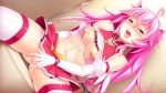  :o ahoge blush breasts cleavage dodai_shouji dutch_angle elbow_gloves female_orgasm fingering game_cg gloves heat-soft long_hair magical_girl mahou_shoujo_wo_mucha_kucha_taoshitai masturbation medium_breasts midriff navel open_mouth orgasm pink_hair raised_eyebrows red_eyes sitting solo spread_legs sweat thighhighs toilet toudou_ichigo twintails white_gloves white_legwear 