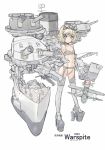  bangs bare_shoulders blonde_hair bra character_name chibi commentary_request curly_hair flat_chest full_body garter_belt grey_legwear highres juubaori_mashumaro kantai_collection looking_at_viewer multiple_girls original outstretched_arm pale_color panties petite rigging short_hair simple_background sketch thighhighs translation_request underwear underwear_only walrus_(airplane) white_background 