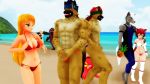  2018 3d_(artwork) animal_humanoid anthro beach big_breasts bikini black_nose blonde_hair blue_eyes blue_hair blush breasts canine chasing claws clothed clothing digital_media_(artwork) eyes_closed female fish food fox_humanoid fruit fur grey_fur hair humanoid hyena kemono long_hair looking_at_viewer male malicekira mammal marine muscular muscular_male ogling one-piece_swimsuit one_eye_closed open_mouth outside pineapple pink_hair pretty_cure red_hair running seaside smile smile_pretty_cure speedo spots spotted_fur swimsuit tan_fur teeth water when_you_see_it white_hair wink wolf wolfron wolfrun 
