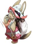  anthro blush breasts brown_fur female flat_chested fur hair headdress hi_res hollow_(species) human human_on_anthro humanoid_penis interspecies lagomorph made_in_abyss male male/female mammal nanachi penis polyle sex titfuck whiskers white_hair yellow_eyes young 